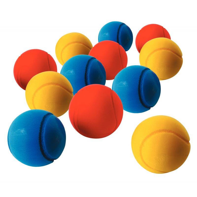Sachet de 12 balles en mousse diamètre 7cm coloris assortis