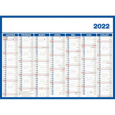Calendrier semestriel 7 mois par face 40x55cm souple