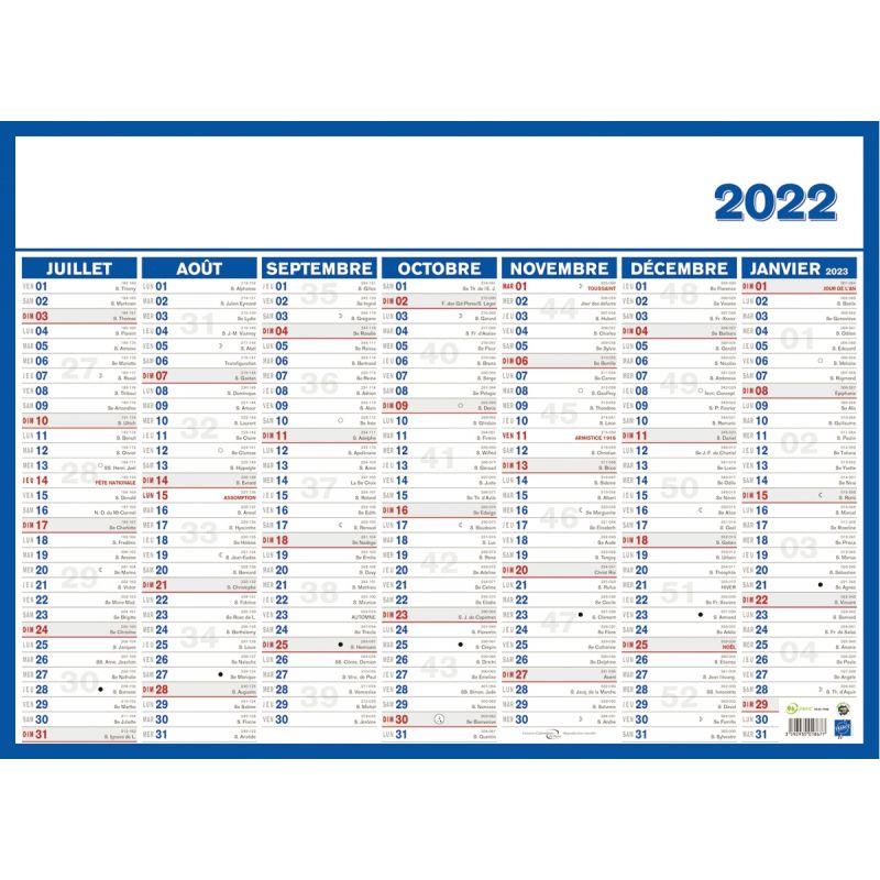 Calendrier semestriel 7 mois par face 40x55cm souple